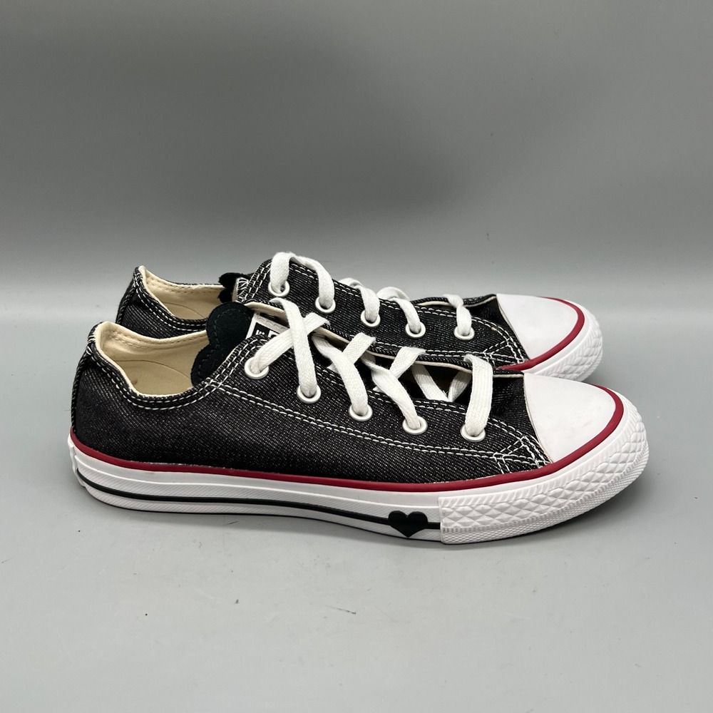 Converse Shoes Youth 2 Black Canvas Denim Chuck Taylor All Star Low Top Sneakers